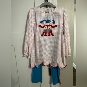 Little Bear Smocks Dr. Seuss Legging Set smocked thing 1 thing 2 girls size 8